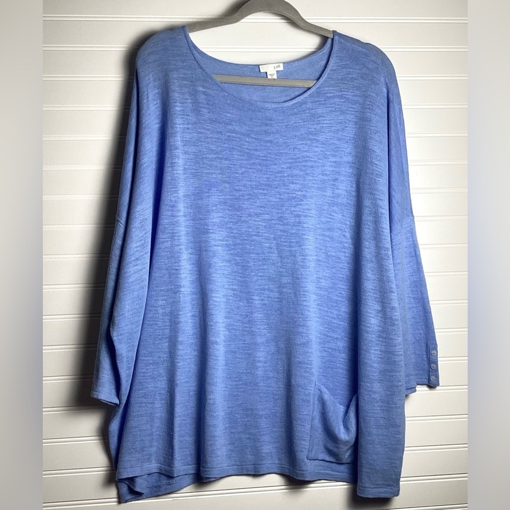 J Jill  Long Sleeve Top Linen & Cotton Blend 
4X Dolman Sleeves Pocket Pullover